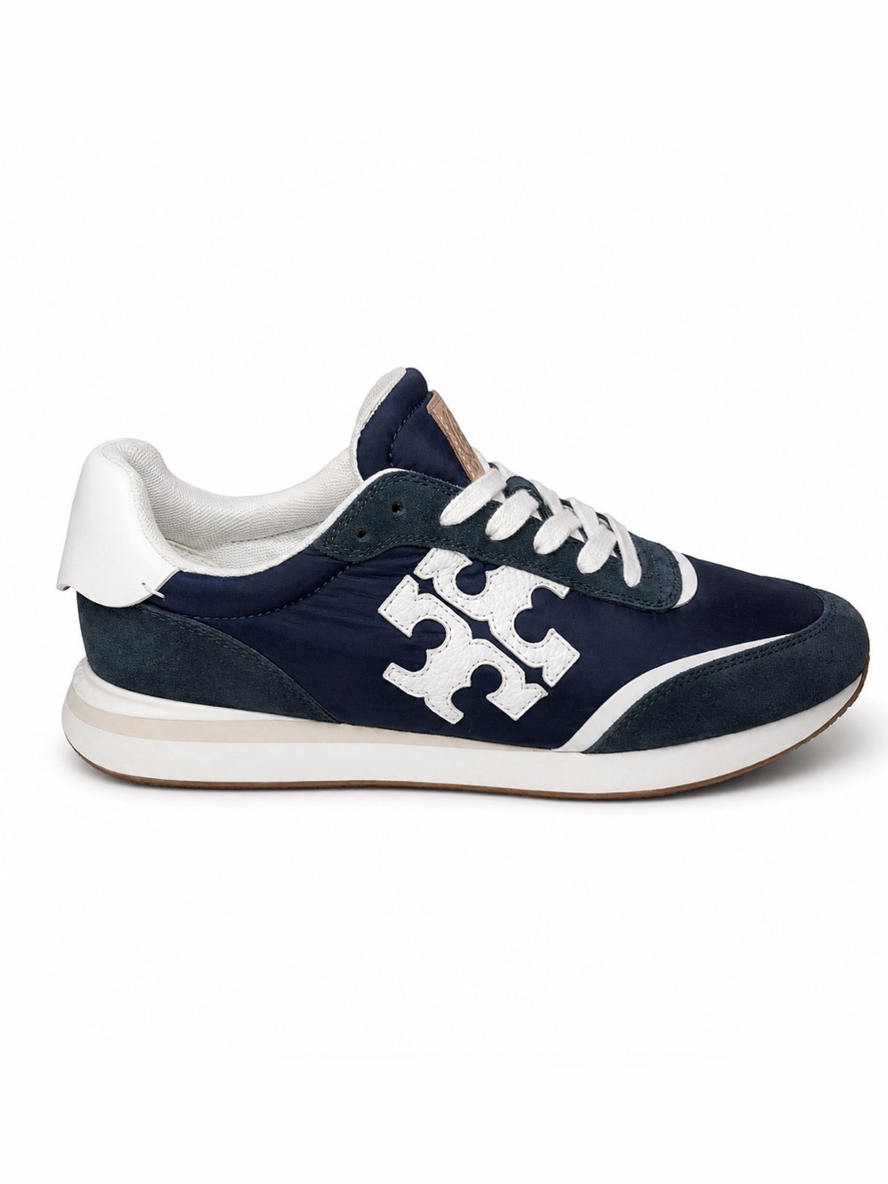 Tory Burch Destiny Trainer Sneaker Double T Navy Suede Size 9 - Picture 3 of 9